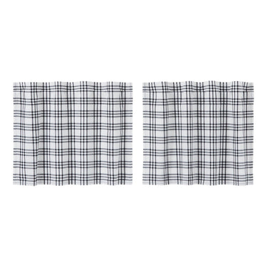 Sawyer Mill Black Plaid Tier Curtain Set of 2 L24xW36 VHC Brands - The Fox Decor